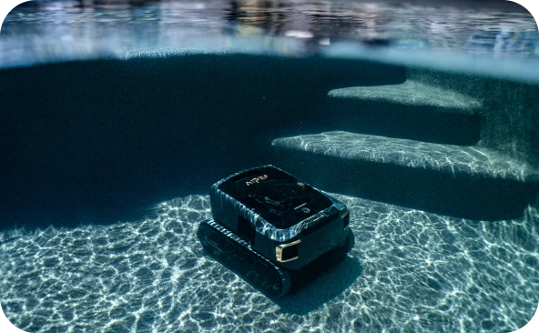 Aiper robotic pool cleaner working underwater