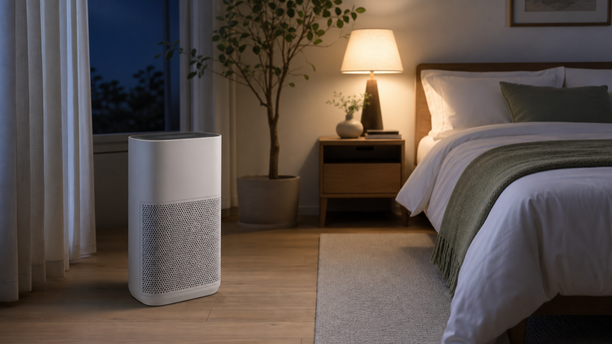 Air purifier in a closed bedroom