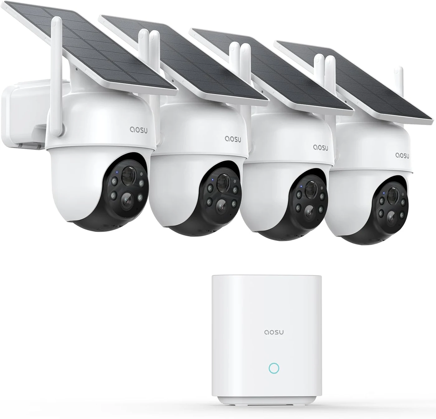 aosu D1 Classic four-camera solar security kit with the included first-generation aosuBase