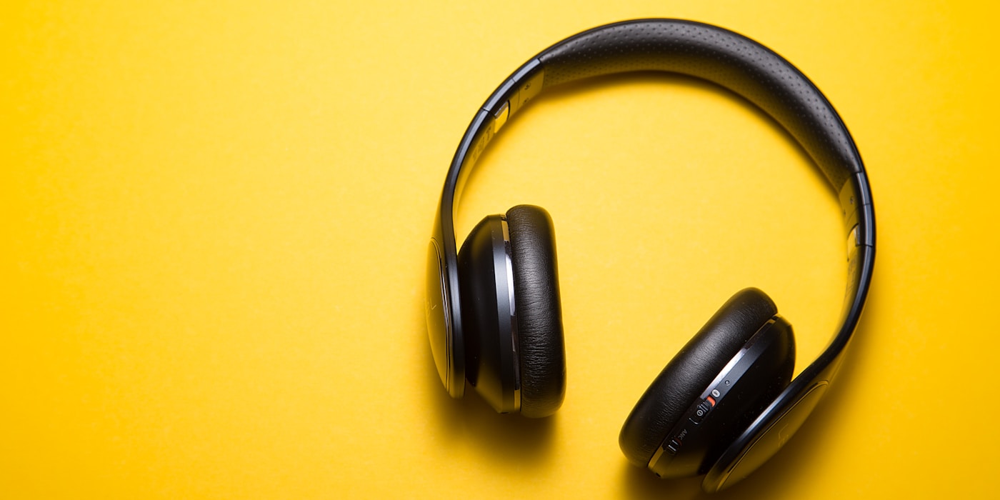 Wireless headphones on a desk