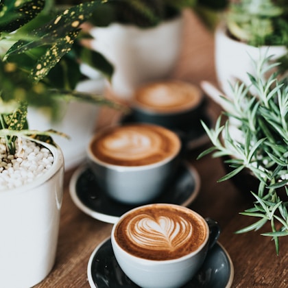 Fresh coffee served on a table