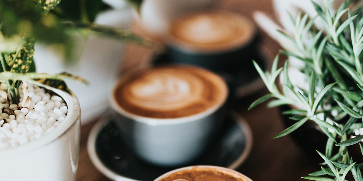 Fresh coffee served on a table