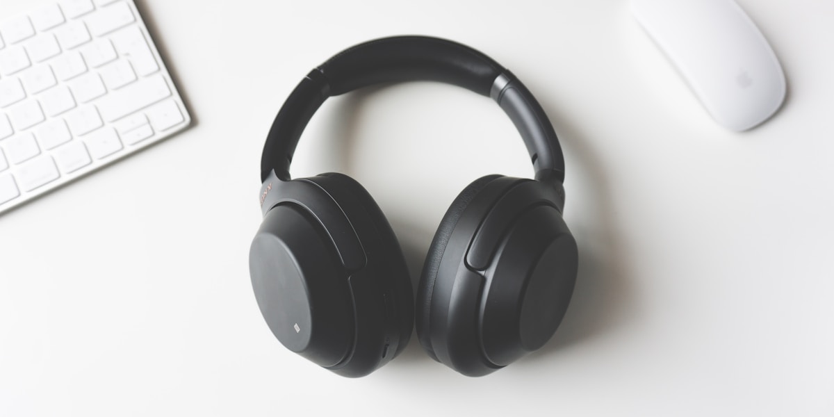 Premium headphones on a wooden table